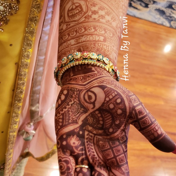 Close-up of bridal henna design
